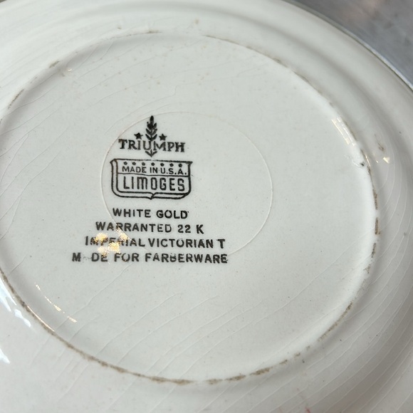 Vintage Triumph Limoges Imperial Victorian China Platter Farberware Aluminum - Picture 7 of 9